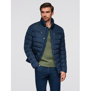 Ombre Men'S Quilted Jacket With Stand-Up Collar And Chest Zips - Navy Blue Modrá L Ombre Men'S Quilted Jacket With Stand-Up Collar And Chest Zips - Navy Blue Modrá L