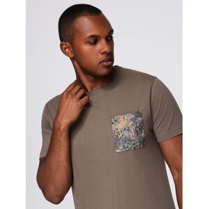 Ombre Men'S Cotton T-Shirt With Printed Pocket - Dark Olive Kaki Xxl Ombre Men'S Cotton T-Shirt With Printed Pocket - Dark Olive Kaki Xxl