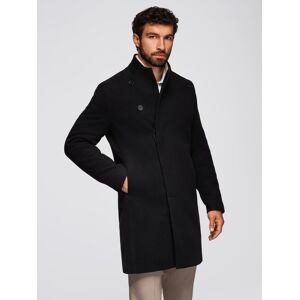 Ombre Men'S Coat With High Collar And Asymmetrical Fastening - Black Čierna Xxl Ombre Men'S Coat With High Collar And Asymmetrical Fastening - Black Čierna Xxl