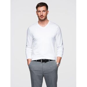 Ombre Men'S Unprinted Longsleeve With A Crew Neckline - White Biela Xxl Ombre Men'S Unprinted Longsleeve With A Crew Neckline - White Biela Xxl