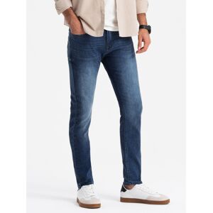 Ombre Fitted Men'S Slim Fit Denim Pants With Elastane - Blue Modrá Xl Ombre Fitted Men'S Slim Fit Denim Pants With Elastane - Blue Modrá Xl
