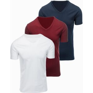Ombre Basic Pánske Tričko V-Krk Sada - Biela/modrá/bordová Modrá M Ombre Basic Pánske Tričko V-Krk Sada - Biela/modrá/bordová Modrá M