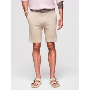Ombre Men'S Slim Fit Short Shorts In Melange Structured Knit - Sand Krémová M Ombre Men'S Slim Fit Short Shorts In Melange Structured Knit - Sand Krémová M