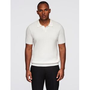 Ombre Men'S Cotton Structured Knit Polo Shirt - Broken White Šedá Xxl Ombre Men'S Cotton Structured Knit Polo Shirt - Broken White Šedá Xxl