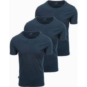 Ombre Set Of Men'S Basic Cotton Shirts With Round Neckline - 3x Navy Blue Modrá Xl Ombre Set Of Men'S Basic Cotton Shirts With Round Neckline - 3x Navy Blue Modrá Xl