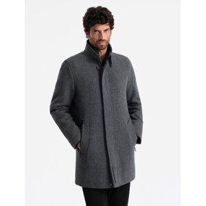 Ombre Men'S Winter Coat With Wool And Quilted Lining - Graphite Melange Šedá Xxl Ombre Men'S Winter Coat With Wool And Quilted Lining - Graphite Melange Šedá Xxl