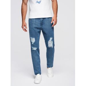 Ombre Men'S Denim Pants Carrot Fit With Rubbing - Blue Modrá M Ombre Men'S Denim Pants Carrot Fit With Rubbing - Blue Modrá M