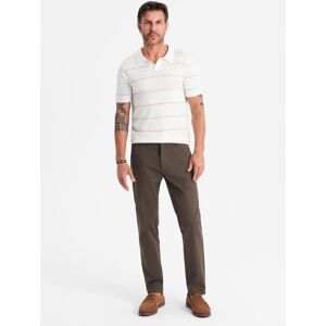 Ombre Men'S Regular Fit Chino Pants With Fine Texture - Brown Biela L Ombre Men'S Regular Fit Chino Pants With Fine Texture - Brown Biela L