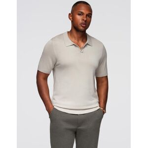 Ombre Men'S Buttonless Polo Shirt With Classic Weave - Light Grey Šedá Xxl Ombre Men'S Buttonless Polo Shirt With Classic Weave - Light Grey Šedá Xxl