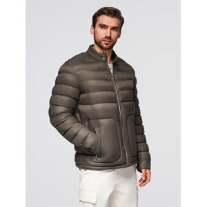 Ombre Classic Quilted Men'S Jacket With Stand-Up Collar - Olive Kaki Xxl Ombre Classic Quilted Men'S Jacket With Stand-Up Collar - Olive Kaki Xxl