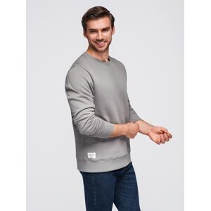 Ombre Basic Men'S Sweatshirt With Round Neckline - Grey Šedá S Ombre Basic Men'S Sweatshirt With Round Neckline - Grey Šedá S