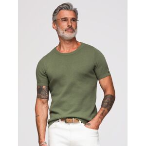 Ombre Men'S Knitted T-Shirt With Fine Texture - Olive Kaki Xl Ombre Men'S Knitted T-Shirt With Fine Texture - Olive Kaki Xl