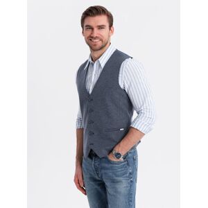 Ombre Fitted Elegant Men'S Structured Knit Vest - Navy Blue Modrá Xxl Ombre Fitted Elegant Men'S Structured Knit Vest - Navy Blue Modrá Xxl