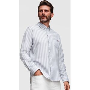 Ombre Men'S Regular Fit Shirt In White Stripes With Pocket - Grey Šedá Xxl Ombre Men'S Regular Fit Shirt In White Stripes With Pocket - Grey Šedá Xxl