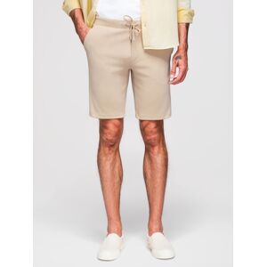 Ombre Casual Men'S Slim Fit Jacquard Knit Shorts - Beige Krémová M Ombre Casual Men'S Slim Fit Jacquard Knit Shorts - Beige Krémová M