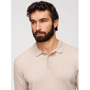 Ombre Pánske Slim Fit Viskózové Polo Tričko - Béžové M Ombre Pánske Slim Fit Viskózové Polo Tričko - Béžové M