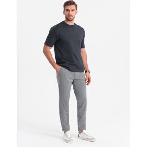 Ombre Men'S Classic Cut Pants In A Delicate Check - Grey Šedá L Ombre Men'S Classic Cut Pants In A Delicate Check - Grey Šedá L