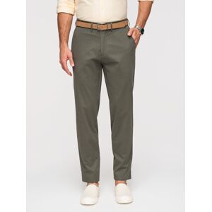 Ombre Pánske Chino Nohavice Regular Fit - Khaki Kaki S Ombre Pánske Chino Nohavice Regular Fit - Khaki Kaki S