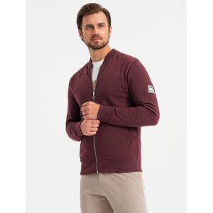 Ombre Unzipped Cotton Men'S Sweatshirt Bomber - Maroon Tmavočervená L Ombre Unzipped Cotton Men'S Sweatshirt Bomber - Maroon Tmavočervená L