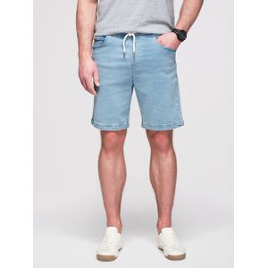 Ombre Men'S Shorts With Elastic Waistband And Wash Effect - Light Blue Svetlomodrá M Ombre Men'S Shorts With Elastic Waistband And Wash Effect - Light Blue Svetlomodrá M