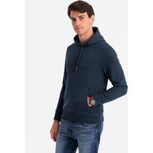 Ombre Basic Men'S Cotton Kangaroo Hooded Sweatshirt - Navy Blue Modrá Xl Ombre Basic Men'S Cotton Kangaroo Hooded Sweatshirt - Navy Blue Modrá Xl