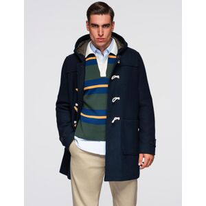 Ombre Men'S Wool And Hooded Duffle Coat - Navy Blue Modrá S Ombre Men'S Wool And Hooded Duffle Coat - Navy Blue Modrá S