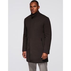 Ombre Structured Fitted Coat For Men With High Collar - Dark Brown Šedá M Ombre Structured Fitted Coat For Men With High Collar - Dark Brown Šedá M