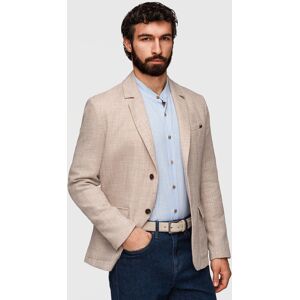 Ombre Men'S Regular Cut Jacket With Linen - Light Beige Krémová L Ombre Men'S Regular Cut Jacket With Linen - Light Beige Krémová L