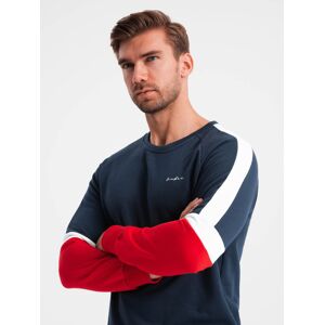 Ombre Tri-Color Men'S Sweatshirt With Raglan Sleeves - Navy Blue Modrá Xl Ombre Tri-Color Men'S Sweatshirt With Raglan Sleeves - Navy Blue Modrá Xl
