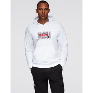 Ombre Men'S Classic Printed Kangaroo Sweatshirt - White Biela Xl Ombre Men'S Classic Printed Kangaroo Sweatshirt - White Biela Xl