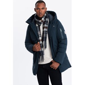 Ombre Men'S Long Seasonal Outdoor Style Jacket - Navy Blue Modrá Xxl Ombre Men'S Long Seasonal Outdoor Style Jacket - Navy Blue Modrá Xxl