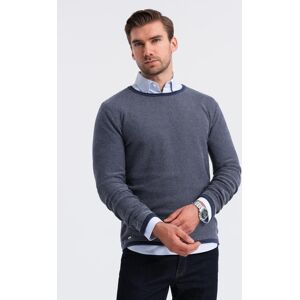Ombre Men'S Knitted Sweater With Structured Dots - Navy Blue Modrá S Ombre Men'S Knitted Sweater With Structured Dots - Navy Blue Modrá S