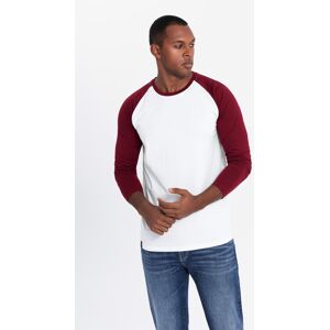 Ombre Men'S Longsleeve With Contrasting Raglan Sleeves - White And Maroon Biela Xxl Ombre Men'S Longsleeve With Contrasting Raglan Sleeves - White And Maroon Biela Xxl