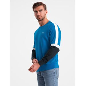 Ombre Tri-Color Men'S Sweatshirt With Raglan Sleeves - Blue Modrá M Ombre Tri-Color Men'S Sweatshirt With Raglan Sleeves - Blue Modrá M
