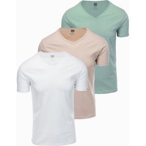 Ombre Basic Men'S V-Neck Cotton Shirt Set - Gray-Green/white/beige Šedá Xxl Ombre Basic Men'S V-Neck Cotton Shirt Set - Gray-Green/white/beige Šedá Xxl
