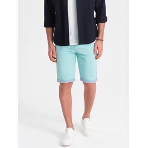 Ombre Men'S Chinos Shorts With Contrasting Turn-Up Tyrkysová Xxl Ombre Men'S Chinos Shorts With Contrasting Turn-Up Tyrkysová Xxl