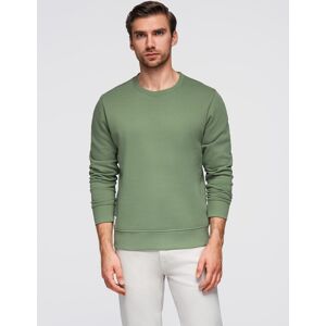 Ombre Men'S Basic Sweatshirt With Round Neckline - Green Svetlozelená S Ombre Men'S Basic Sweatshirt With Round Neckline - Green Svetlozelená S