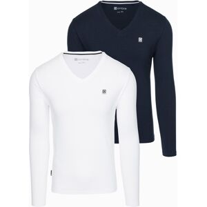 Ombre Set Of 2x Men'S Slim Fit Longsleeve With Logo And V-Neck Biela Xxl Ombre Set Of 2x Men'S Slim Fit Longsleeve With Logo And V-Neck Biela Xxl