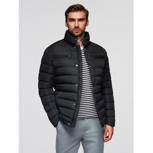 Ombre Men'S Quilted Jacket With Stand-Up Collar And Chest Zips - Black Čierna L Ombre Men'S Quilted Jacket With Stand-Up Collar And Chest Zips - Black Čierna L