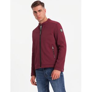 Ombre Men'S Biker Jacket In Structured Fabric - Maroon Tmavočervená Xl Ombre Men'S Biker Jacket In Structured Fabric - Maroon Tmavočervená Xl