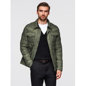 Ombre Men'S Quilted Jacket In Shirt Cut - Olive Čierna Xxl Ombre Men'S Quilted Jacket In Shirt Cut - Olive Čierna Xxl