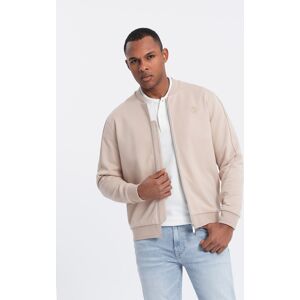 Ombre Men'S Lightweight Bomber Jacket With Logo Lining - Light Beige Krémová Xl Ombre Men'S Lightweight Bomber Jacket With Logo Lining - Light Beige Krémová Xl