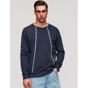 Ombre Men'S Sweatshirt With Decorative Zips On The Front - Navy Blue Modrá L Ombre Men'S Sweatshirt With Decorative Zips On The Front - Navy Blue Modrá L
