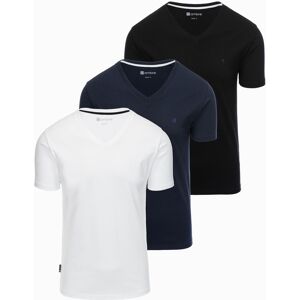 Ombre Set Of Shirts With V Neckline And Elastane And Subtle Logo 3-Pack Čierna M Ombre Set Of Shirts With V Neckline And Elastane And Subtle Logo 3-Pack Čierna M