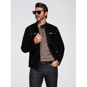 Ombre Stylish Men'S Eco Leather Biker Jacket With Collar Čierna S Ombre Stylish Men'S Eco Leather Biker Jacket With Collar Čierna S