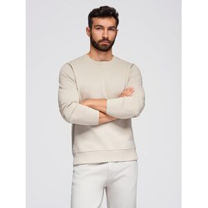 Ombre Men'S Basic Sweatshirt With Round Neckline - Light Beige Krémová S Ombre Men'S Basic Sweatshirt With Round Neckline - Light Beige Krémová S