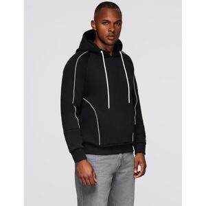 Ombre Men'S Sweatshirt With Contrast Stitching And Hood - Black Čierna Xl Ombre Men'S Sweatshirt With Contrast Stitching And Hood - Black Čierna Xl