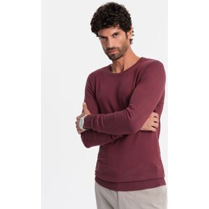 Ombre Basic Men'S Viscose Classic Sweater With Round Neckline - Maroon Tmavočervená L Ombre Basic Men'S Viscose Classic Sweater With Round Neckline - Maroon Tmavočervená L
