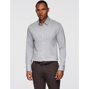 Ombre Men'S Slim Fit Shirt In Decorative Fabric - Gray Šedá Xl Ombre Men'S Slim Fit Shirt In Decorative Fabric - Gray Šedá Xl