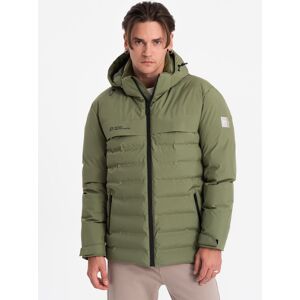 Ombre Men'S Winter Jacket With Detachable Hood - Olive Kaki S Ombre Men'S Winter Jacket With Detachable Hood - Olive Kaki S